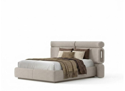 Modernes Polsterbett Beige Doppelbett Schlafzimmer Design