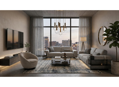 Exklusives Wohnzimmer-Set 3+3+1 – Komfort & Design