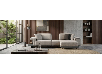 Modulares 3-Sitzer Sofa mit praktischem Anstellhocker