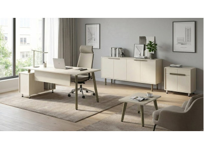 Modernes Büromöbel Set Schreibtisch Sideboard Kommode Weiß