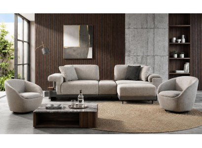 Stilvolles Wohnzimmer Set mit modularem 3-Sitzer und 2 Sesseln