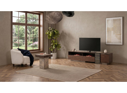 Braunes TV-Set TV-Lowboard Beistelltisch Wohnzimmer-Set