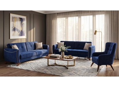 Blau-beiges Wohnzimmer-Set Sofas Stoffsofas Design-Sofas