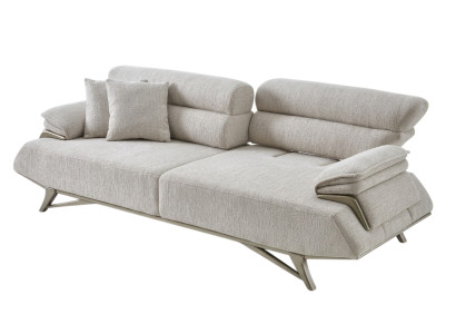 Sofa 3-Sitzer Moderner Stil Hellgrau Luxuriöse Polstergarn