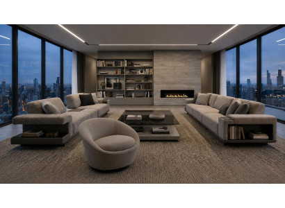 Modernes Wohnzimmer Set 3+3+1 Komfort Stilvoll Design Luxus Premium