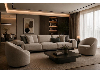 Wohnzimmer Set mit modularem 3-Sitzer und zwei eleganten Sesseln