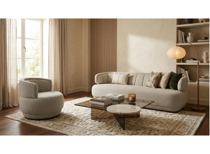 Sofa Set 3-Sitzer Sofa Sessel Hochwertig Modern Gepolstert Zeitlos