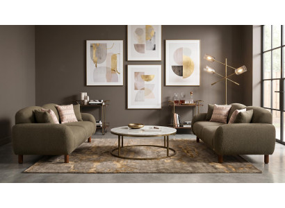 Modernes Wohnzimmer-Set Sofas Khaki Stoffsofas Polstermöbel