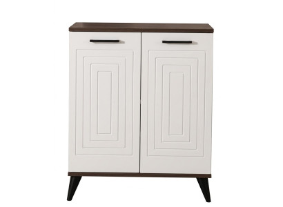Weiß-brauner Schuhschrank Holzschrank Schuhregale Flurmöbel Garderobenmöbel