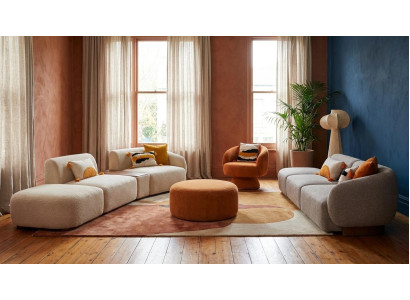 Wohnzimmer Set mit Sofas Sessel und Hocker Modern Luxus