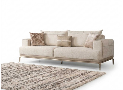 Sofa 3 Sitzer Beige Modern Luxus Bequem Couch Polstersofa