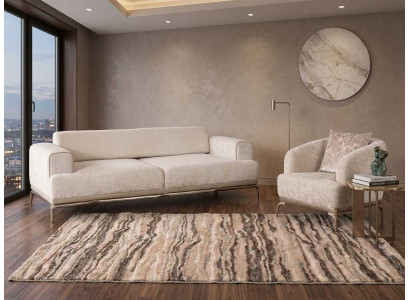 Sofa Sessel Set 3 Sitzer Beige Modern Luxus Bequem Couch Garnitur