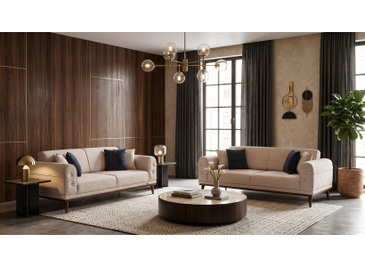 Beiges Wohnzimmer-Set Sofas moderne Stoffsofas Polstermöbel