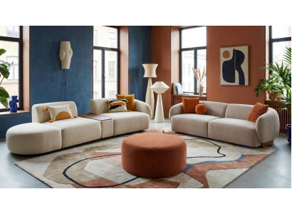 Wohnzimmer Set Sofa 4 Sitzer mit Funktionstisch Sofa 3 Sitzer und Hocker