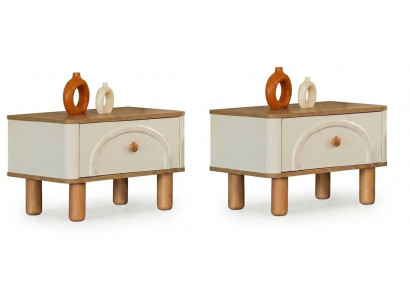 Nachttisch Beige Modern Luxus Beistelltisch Nachtkonsole Set