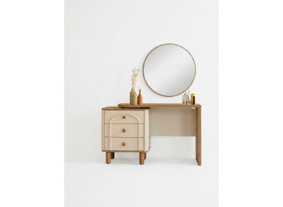 Schminktisch Hocker Set Beige Modern Luxus Frisiertisch Kosmetik