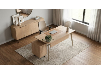 Hochwertig Büro-Set Schreibtisch Sideboard Kommode Eiche
