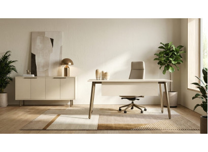 Büro Set Weiß Hochwertig Schreibtisch Sideboard Modern