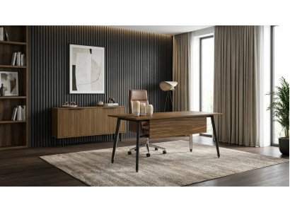 Modernes Braun Schreibtisch exklusiv Sideboard Holz Büromöbel