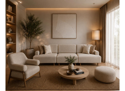 Stilvolles Wohnset mit 3+1 Sitzern und komfortablem Sitzhocker