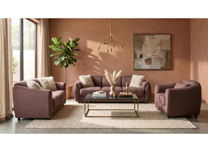 Braunes Wohnzimmer-Set Sofas weiche Stoffsofas Sessel hochwertig