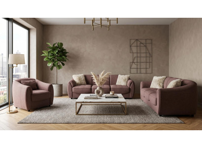 Braunes Wohnzimmer-Set Sofas Stoffsofas Sessel Sofagarnitur
