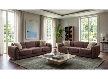Braunes Sofa-Set Sofas weiche Stoffsofas Wohnzimmer-Set modern