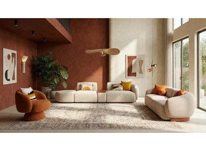 Set Wohnzimmer modern Sofa 4 Sitzer 3 Sitzer und Sessel Boucle