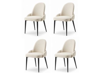 Gepflegter Esszimmerstühle 4x Set Beige Cremeweiße Minimalistic Luxury