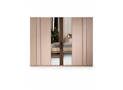 Kleiderschrank Beige Modern Luxus Schrank Spiegelschrank
