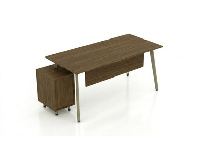 Schreibtisch mit Rollcontainer Eiche Modern Home Office Holz