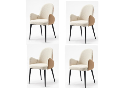 Modern Luxury Esszimmerstühle 4er Set Beige Hellbraun Textil Graziler