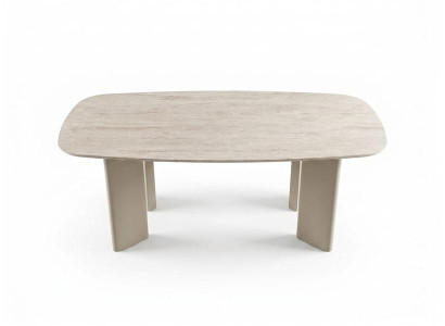 Moderner Couchtisch Beige Holz Design Wohnzimmertisch Oval
