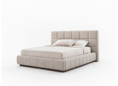 Modernes Polsterbett Beige Doppelbett Schlafzimmer Design Kopfteil
