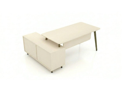 Moderner Schreibtisch mit Stauraum Sideboard Büro Möbel beige