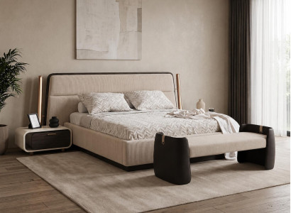 Schlafzimmer Set Bettanlage Bettbank Modern Beige Ansprechend Edel