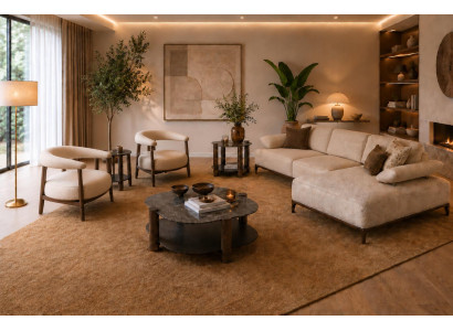 Stilvolles Wohnzimmer Set mit Ecksofa und zwei passenden Sesseln