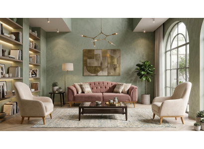 Beige Wohnzimmer-Set Sofas Stoffsofas Sessel Design