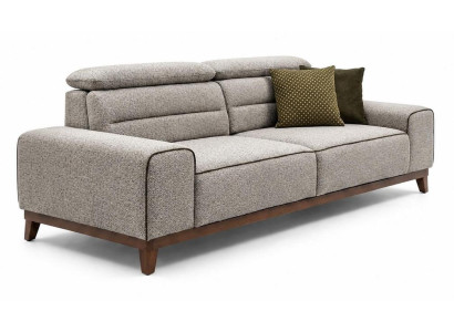 Modernes 3-Sitzer Sofa Grau Braun Stoff Wohnzimmer Polstersofa