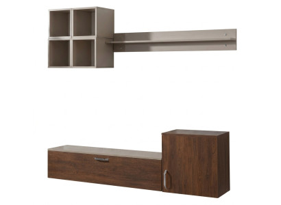Braunes TV-Set Tv-ständer Wandregal Schrankelement Wandbox moderner Stil