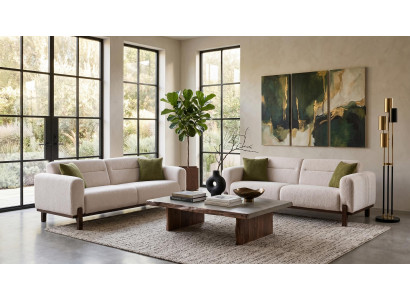 Beiges Sofa-Set 2-Sitzer-Sofas  Stoffsofas Wohnzimmer modern