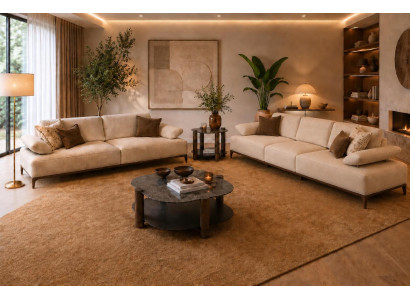 Wohnzimmer Set mit modularem 4-Sitzer und 3-Sitzer Sofa