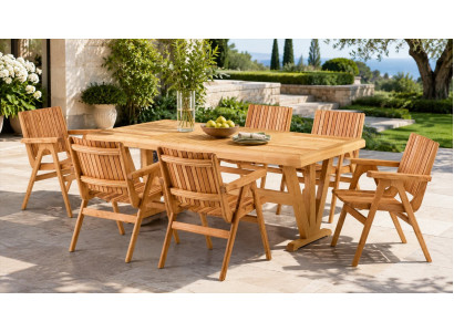 Gartenlounge Set Tisch Stühle Garten Esstisch Modern Holz Elegant Neu