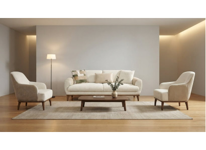 Sofa Set 3+1+1 Sitzer Moderner Stil Weiß Luxuriöse Exklusiv Bequem