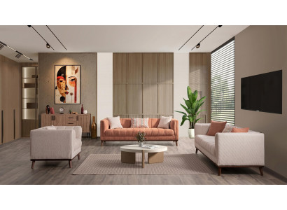 Beige-braunes Wohnzimmer-Set Sofas Designer-Stoffsofas Sessel