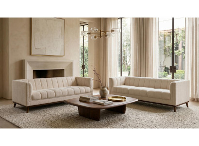 Beige Wohnzimmergarnitur Sofas Stoffsofas modern Sofagarnitur