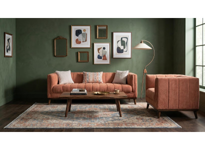 Braunes Wohnzimmer-Set 2-Sitzer-Sofas Stoffsofa und Sessel modern