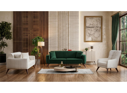 Weiß-grünes Sofa-Set Sofas Stoffsofas Wohnzimmergarnitur modern