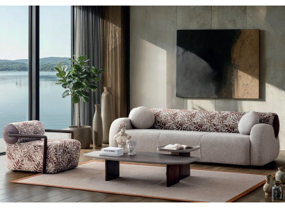 Moderne Polstergarnitur 3-Sitzer Sofa Sessel Stoff Wohnzimmer Möbel