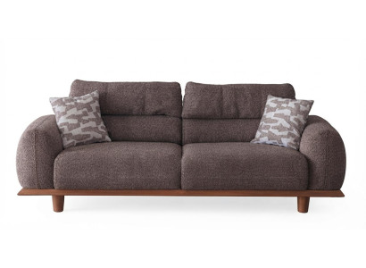 Braunes Modernes 3-Sitzer Sofa Stoffbezug Holzrahmen Wohnzimmer